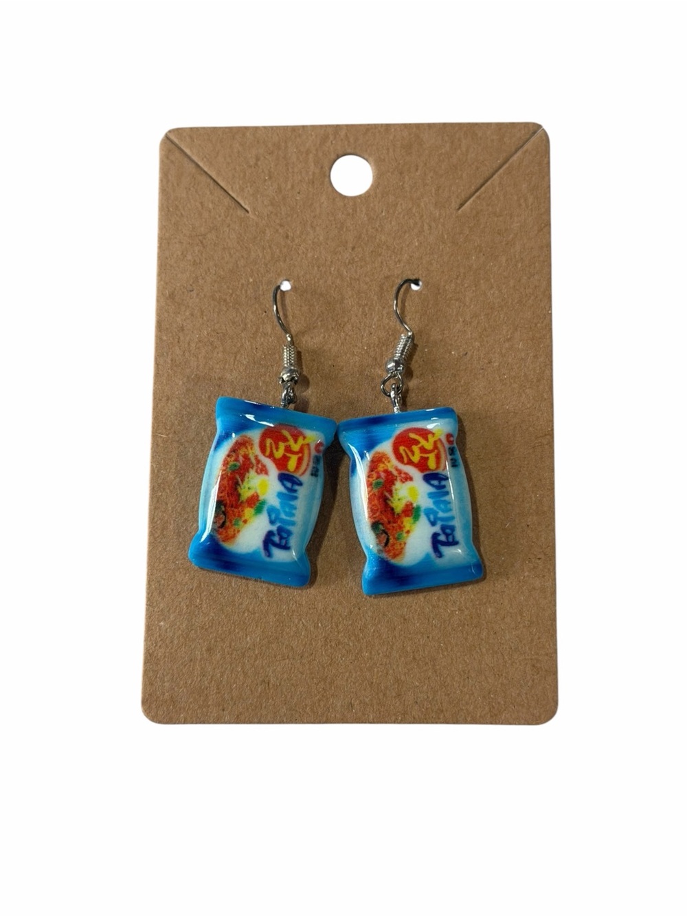 Blue Novelty Snack Bag Drop Earrings - Unbranded